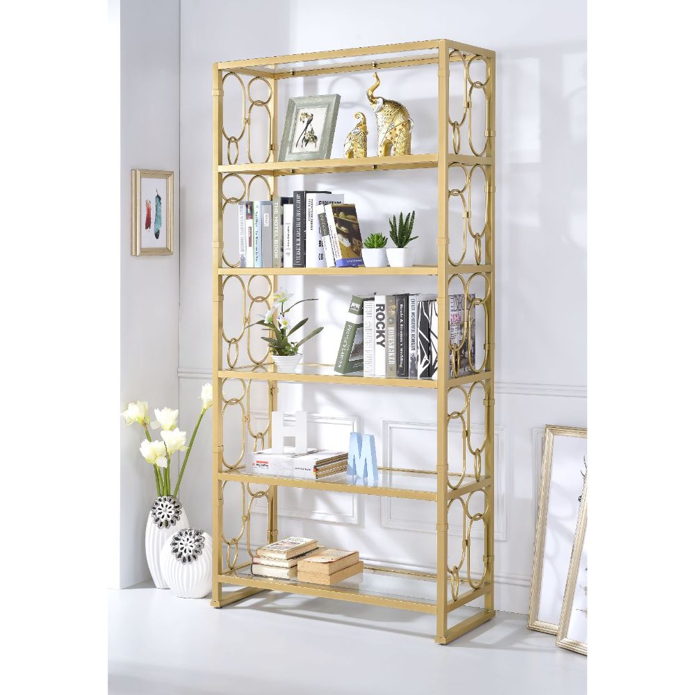 Milavera 6 Tier Glass Bookshelf