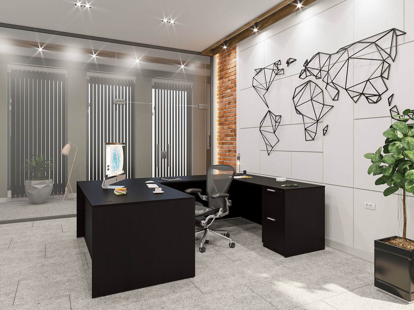 Kai U-Shaped Desk with Double Full Pedestals