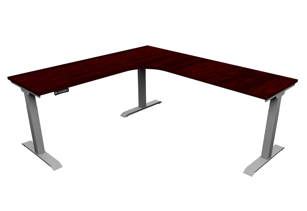 i5 Industries iRize Height Adjustable L-Shaped Desk - Mahogany - SKU IS6060