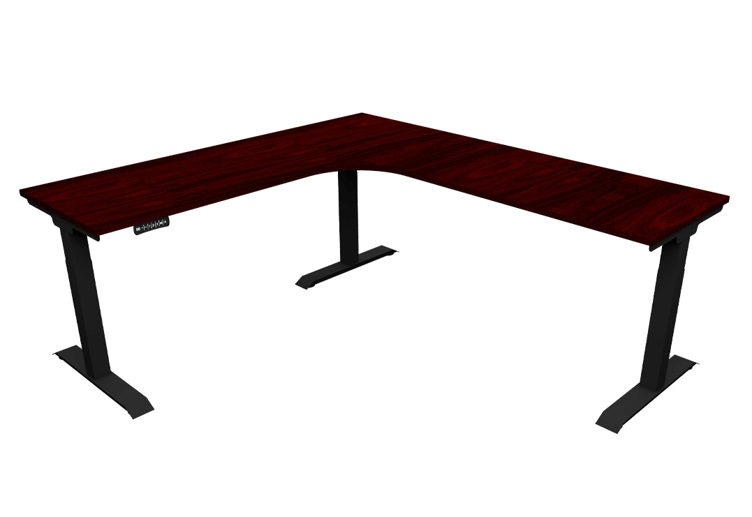 i5 Industries iRize Height Adjustable L-Shaped Desk - Mahogany - SKU IB6060