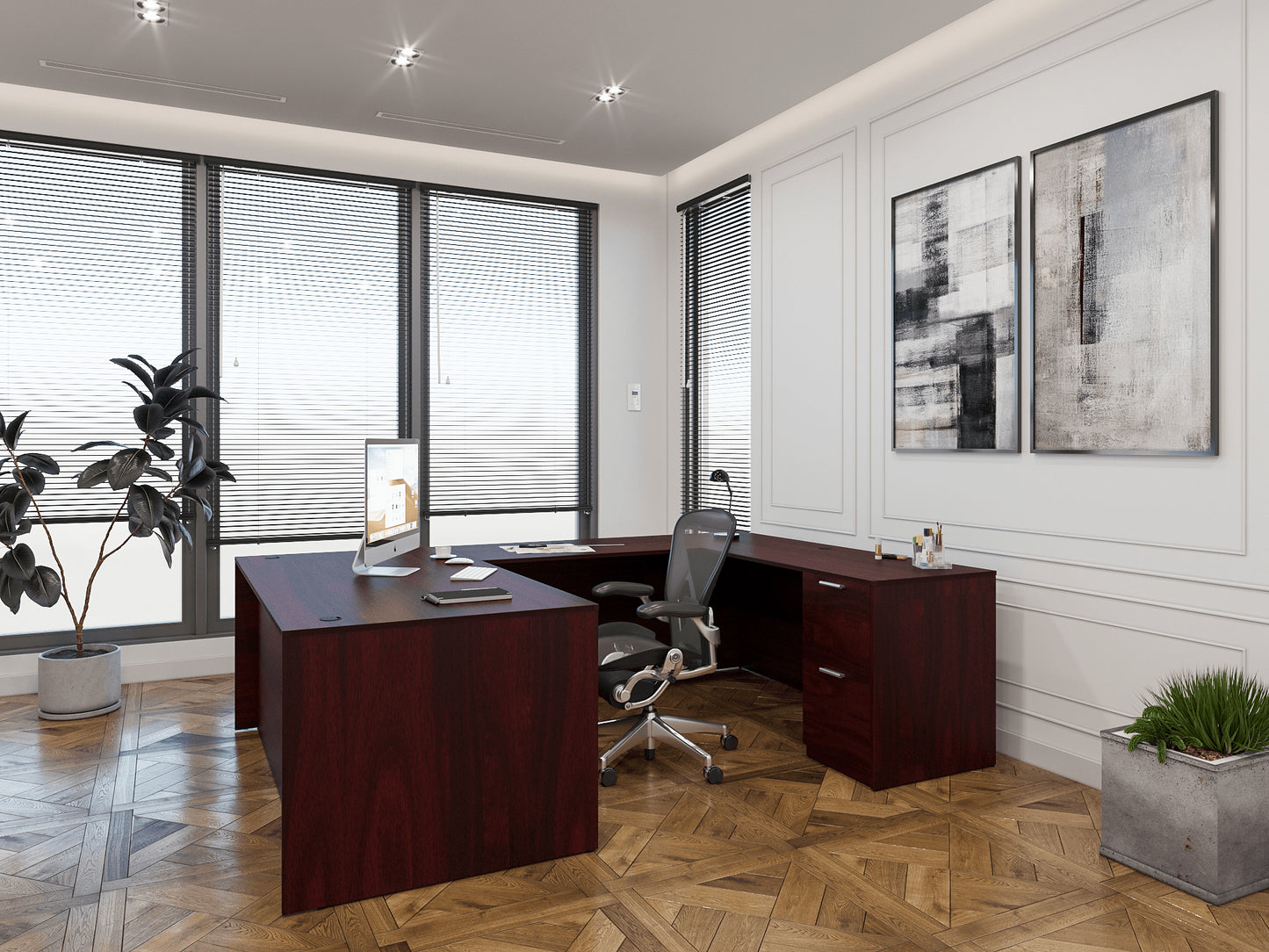 Kai U-Shaped Desk with Double Full Pedestals