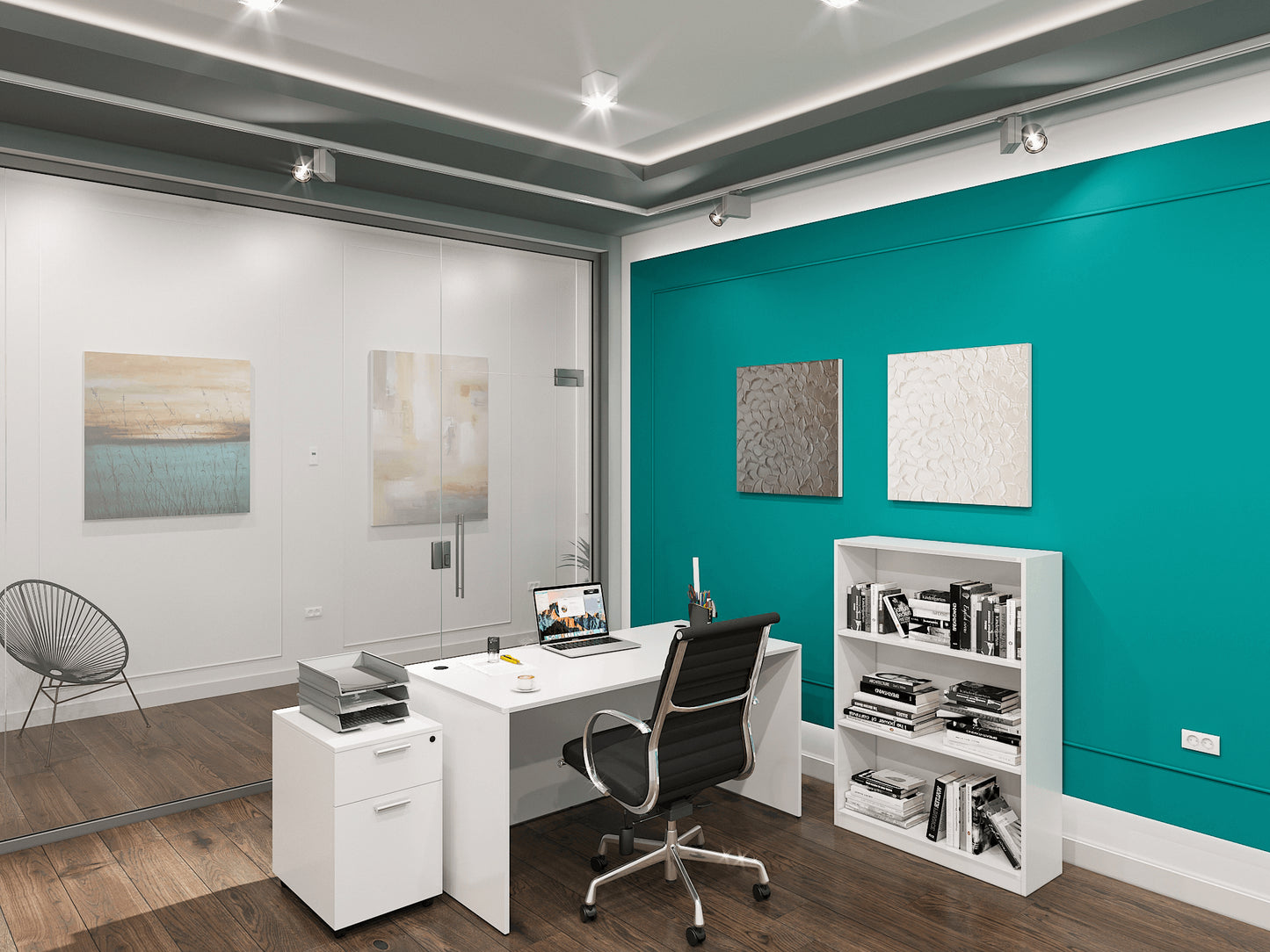 i5 Industries Rectangular Laminate Desk - White - SKU D3060