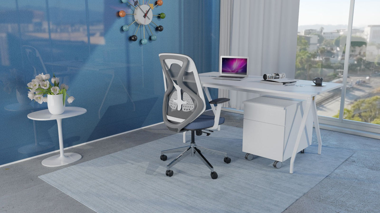 Roswell White on Grey Modern Ergonomic Office Chair