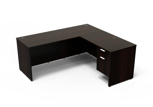 i5 Industries L-Shaped Laminate Desk - Black - SKU D6672P-3