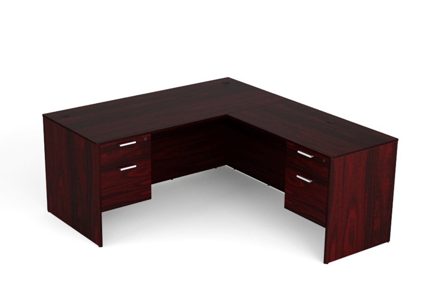 i5 Industries L-Shaped Laminate Desk - Mahogany - SKU D6672P-1