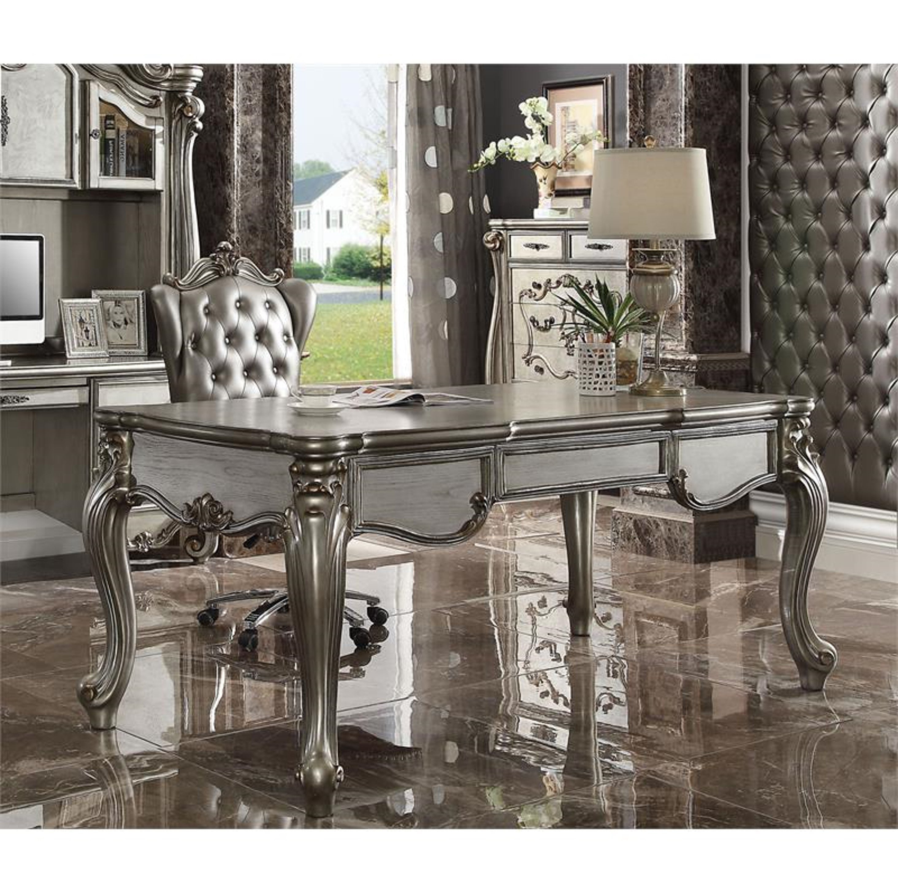 ACME Furniture Versailles Executive Platinum Antique Desk - SKU 92820