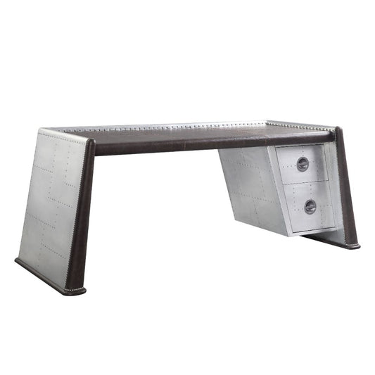 Brancaster Leather Top Aluminum Desk