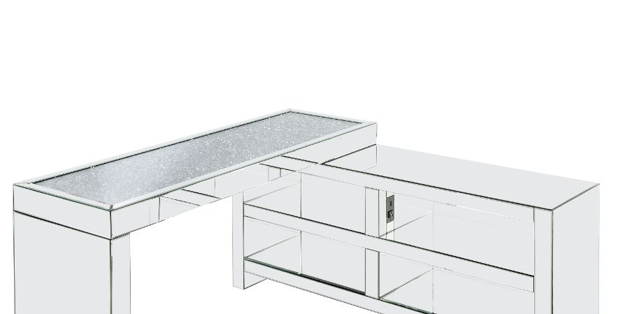 Noralie L-Shaped Glass Top Desk