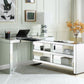 Noralie L-Shaped Glass Top Desk