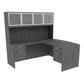 Kai L-Shaped Bow Front Desk with Double Suspended Pedestals & 4 Door Hutch