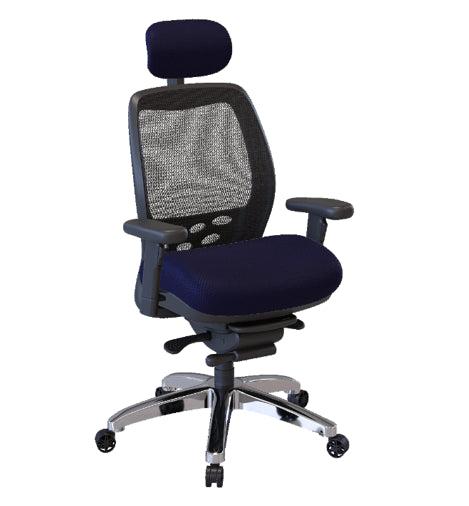 Nightingale SXO Mesh-Back Ergonomic Chair With Headrest - 6100D - Blue