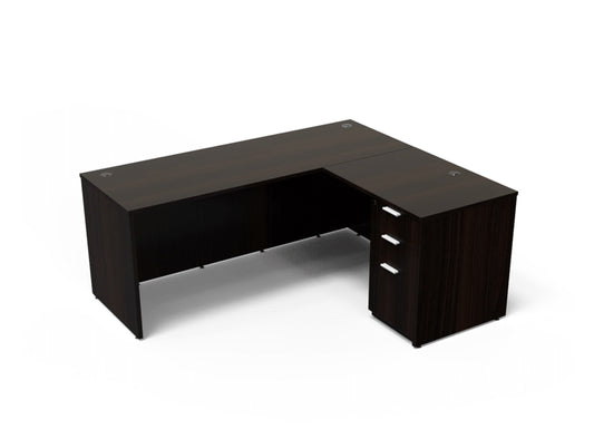 i5 Industries L-Shaped Laminate Desk - Black - SKU D6678P-2