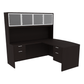 Kai L-Shaped Bow Front Desk with Double Suspended Pedestals & 4 Door Hutch