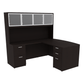 Kai L-Shaped Bow Front Desk with Double Full Pedestals & 4 Door Hutch