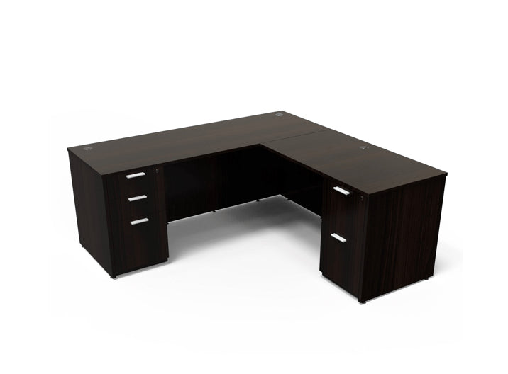 i5 Industries L-Shaped Laminate Desk - Black - SKU D6672P-2