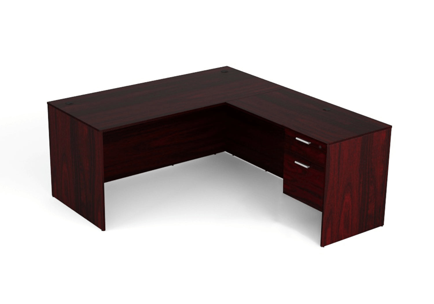 i5 Industries L-Shaped Laminate Desk - Mahogany - SKU D6672P-3