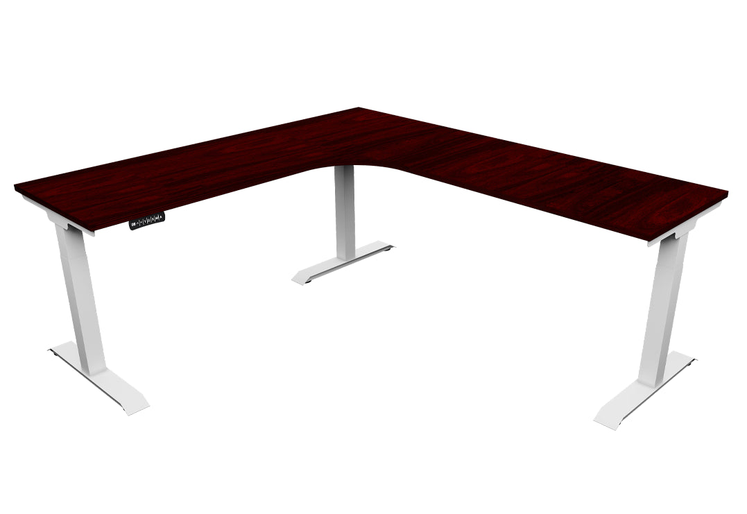 i5 Industries iRize Height Adjustable L-Shaped Desk - Mahogany - SKU IW6060