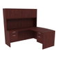 Kai L-Shaped Bow Front Desk with Double Suspended Pedestals & 4 Door Hutch