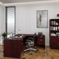 i5 Industries L-Shaped Laminate Desk - Mahogany - SKU D6672P-1