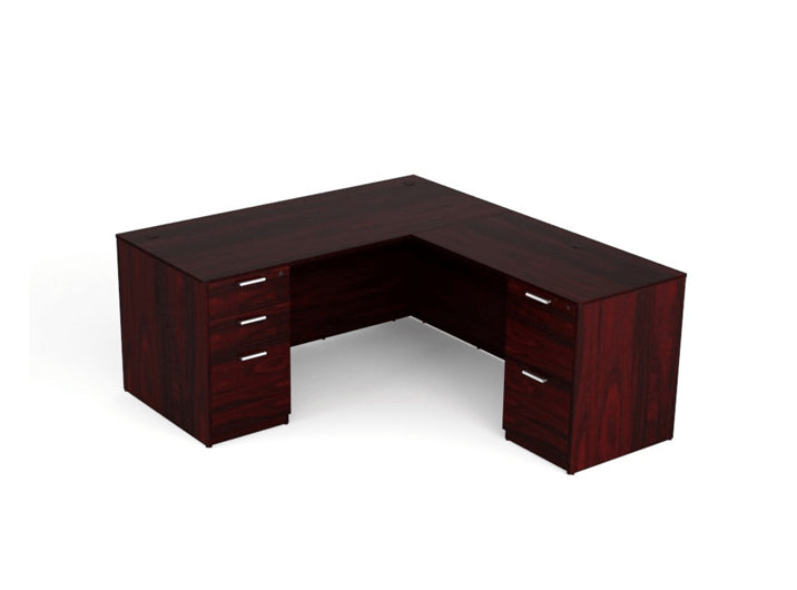 i5 Industries L-Shaped Laminate Desk - Mahogany - SKU D6672P-2