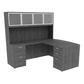 Kai L-Shaped Bow Front Desk with Double Full Pedestals & 4 Door Hutch