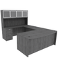 Kai U-Shaped Bow Front Desk with Double Full Pedestals & 4 Door Hutch