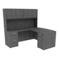 Kai L-Shaped Bow Front Desk with Double Full Pedestals & 4 Door Hutch