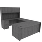 Kai U-Shaped Bow Front Desk with Double Full Pedestals & 4 Door Hutch