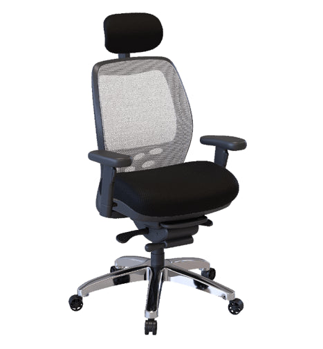 Nightingale SXO Mesh-Back Ergonomic Chair With Headrest - 6100D - Black 