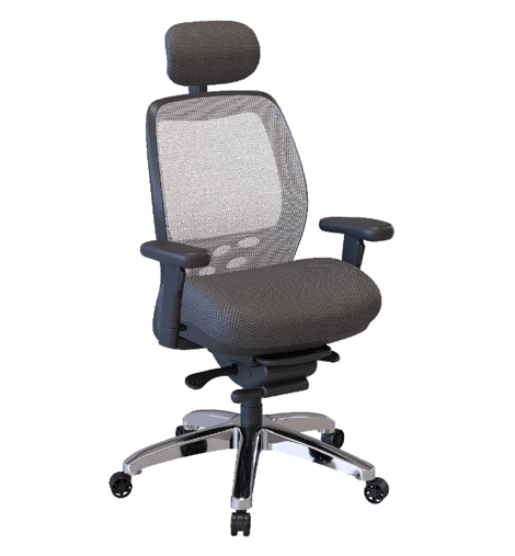Nightingale SXO Mesh-Back Ergonomic Chair With Headrest - 6100D - Grey