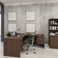 i5 Industries L-Shaped Laminate Desk - Walnut - SKU D6672P-1