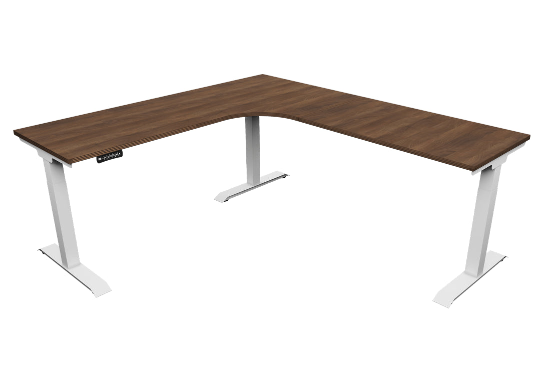 i5 Industries iRize Height Adjustable L-Shaped Desk - Walnut - SKU IW6060