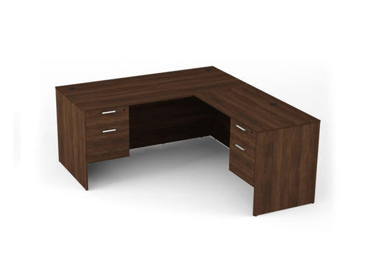i5 Industries L-Shaped Laminate Desk - Walnut - SKU D6672P-1