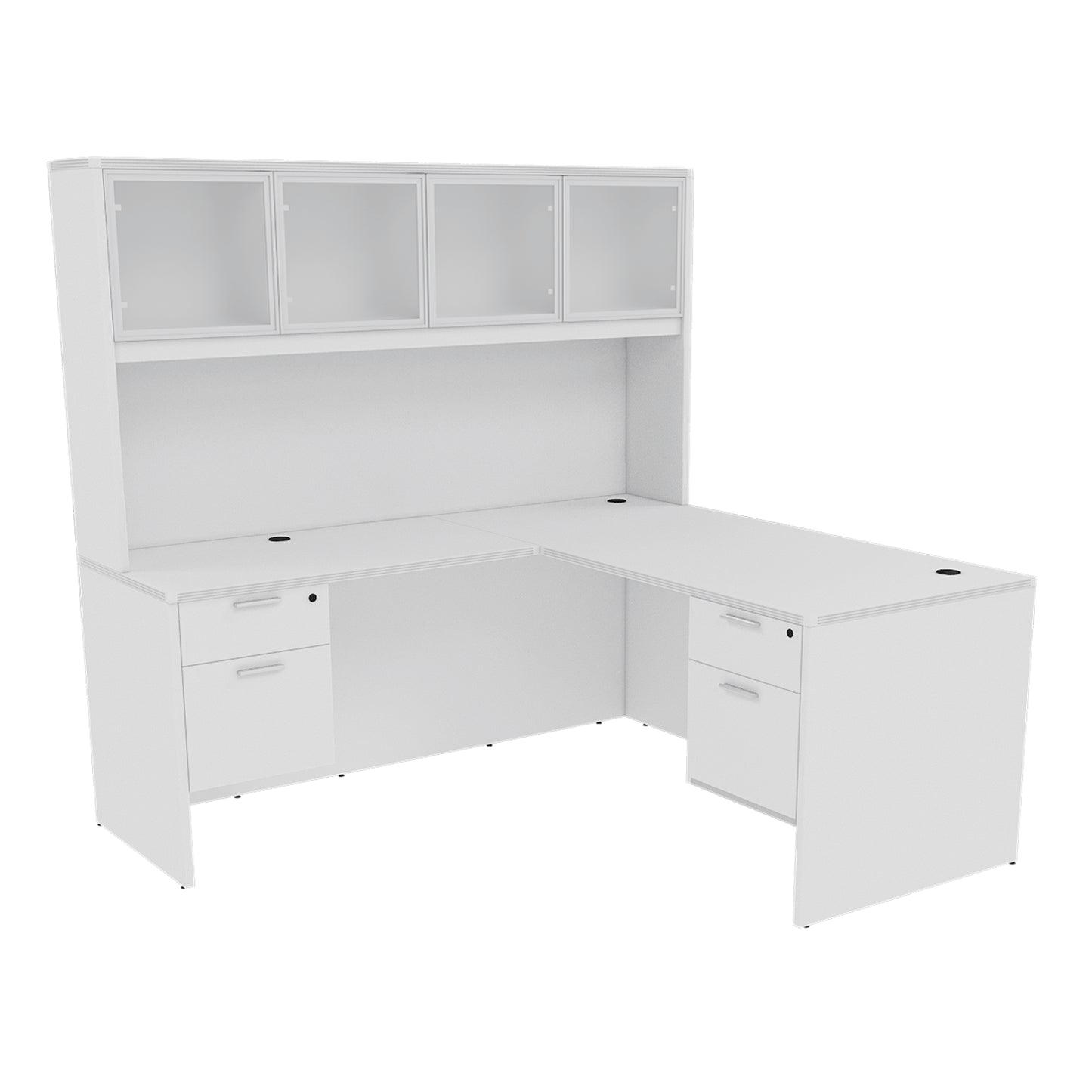 Kai L-Shaped Desk with Double Suspended Pedestals & 4 Door Hutch