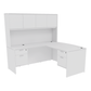 Kai L-Shaped Bow Front Desk with Double Suspended Pedestals & 4 Door Hutch